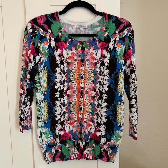 JOSEPH A 🌈psychedelic floral super fun cardigan - Picture 2 of 5